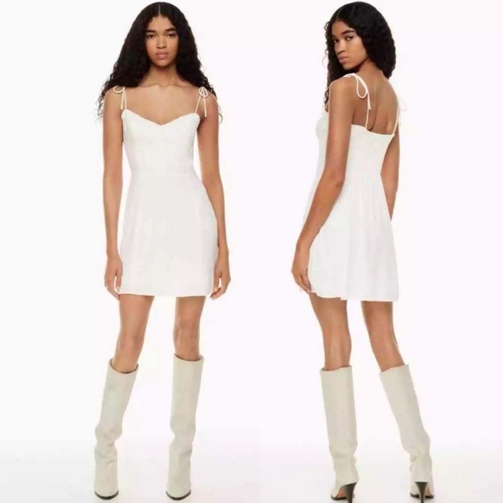 ARITZIA Wilfred Fable Bustier Ruffle White Tie Mini Dress